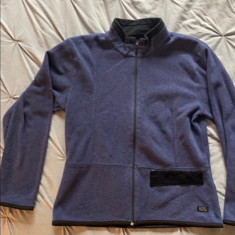 Blue and black fleece sweater